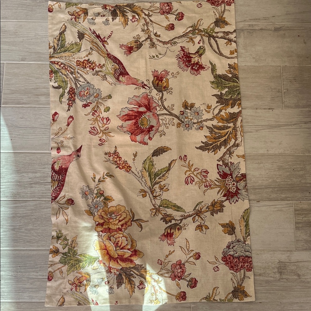 Southern Living king euro pillow sham floral bird linen red gold green country